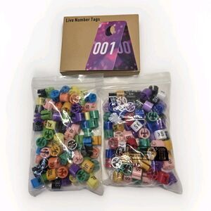 Lot 200 - 100 Plastic Hanger Size Marker Tags + 100 Live Number Tags Reseller